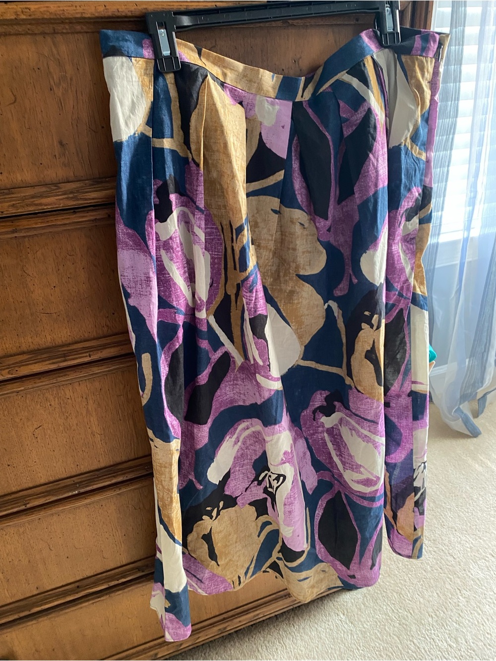 Banana Republic A-Line Midi Skirt in Navy, Purple & Gold